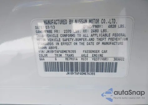 2014 Infiniti Q50 Sport z USA, uszkodzony, nr VIN JN1BV7AP4EM676355